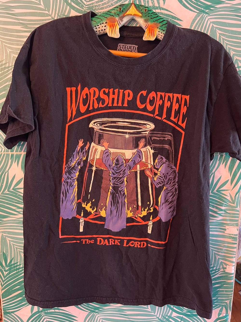 Worship Coffee 'The Dark Lord' Graphic Tee - Black Sz L by Steven Rhodes